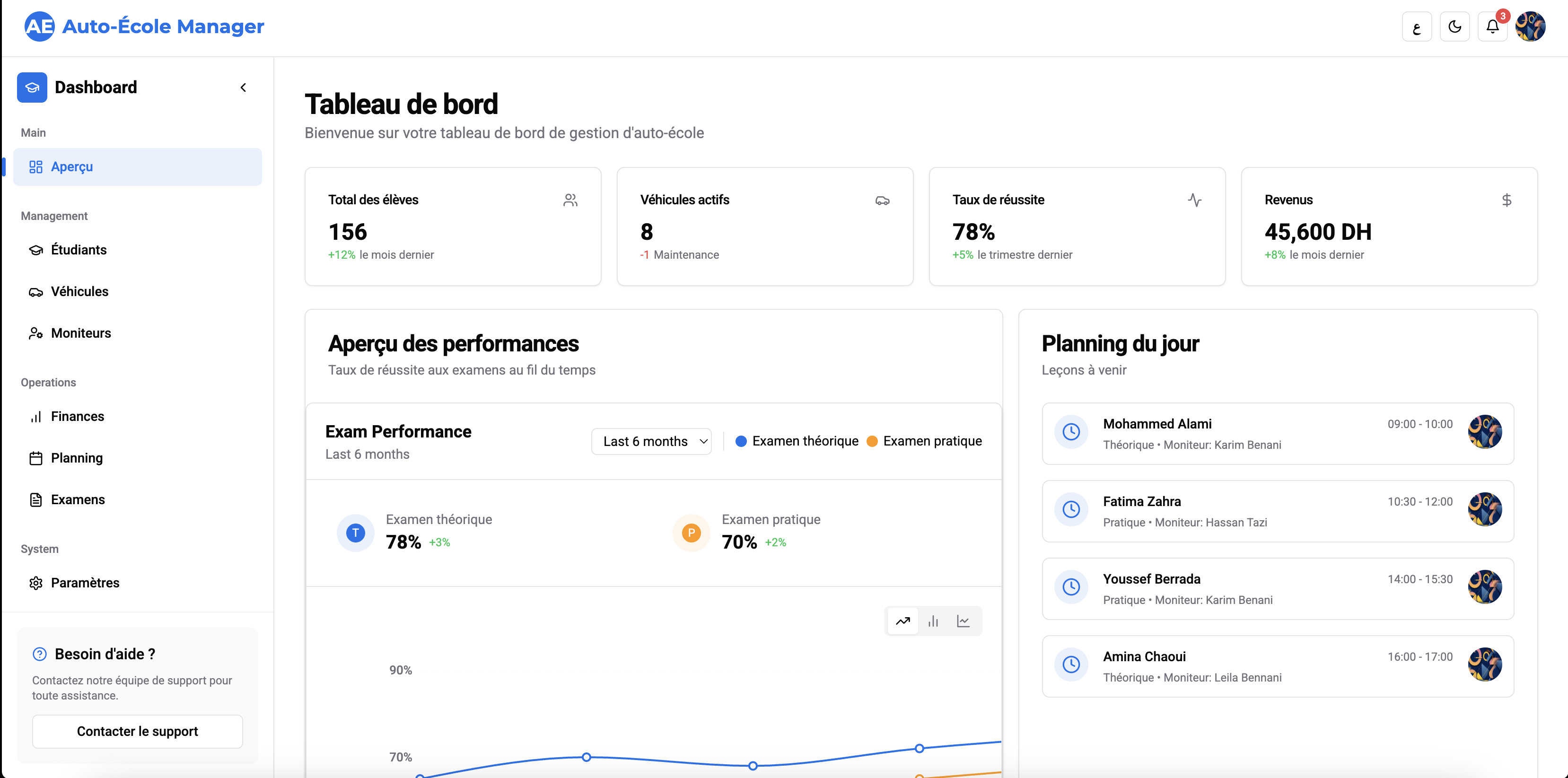 Auto-École SaaS Dashboard